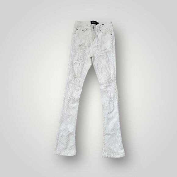 Guapi White Lace Overlay Distressed Flared Jeans – Size 28 L37 - Picture 1 of 9